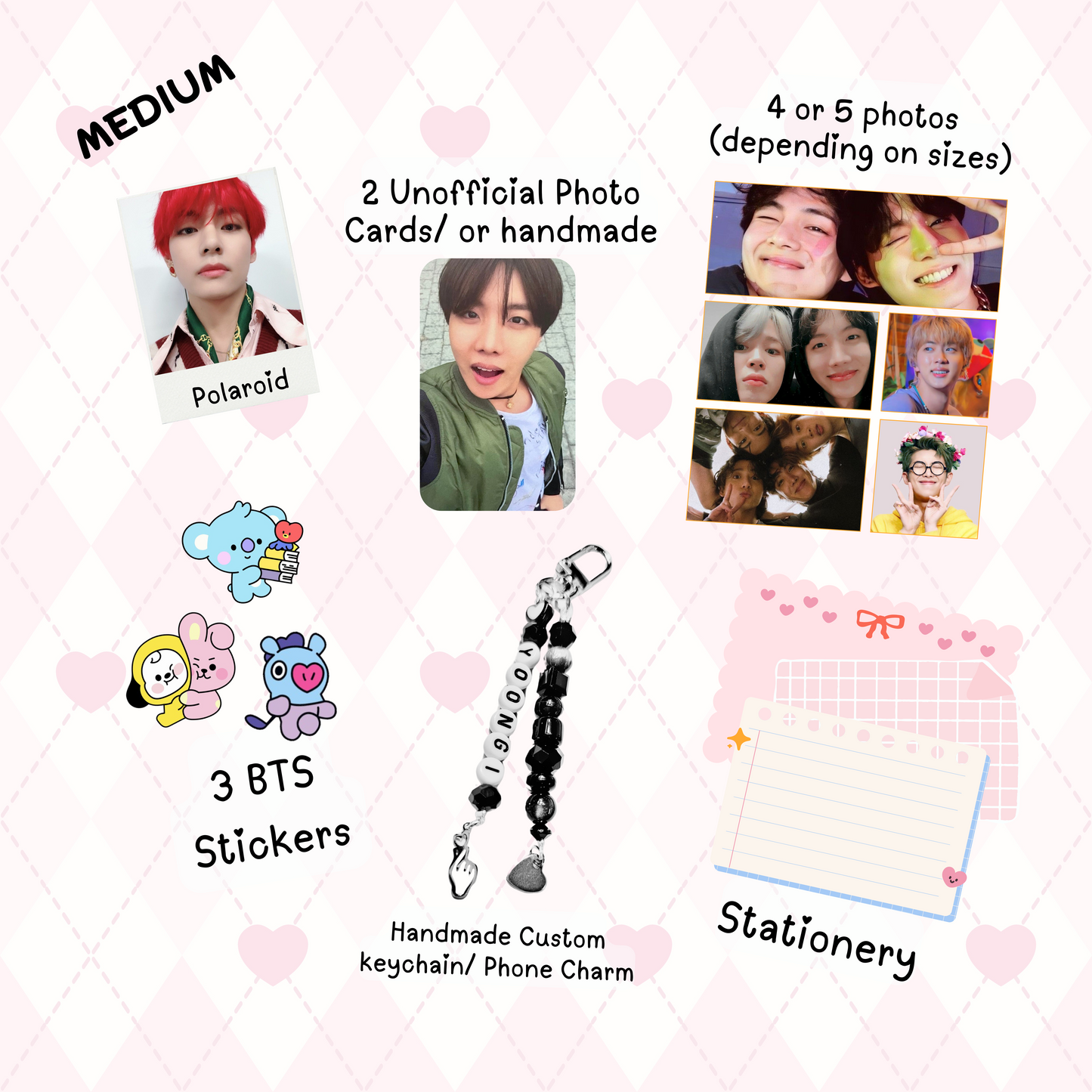 V Taehyung MEDIUM Bias Pack / Kpop Goodie Bag / Custom BTS Keychain / Phone Charm/ Handmade LoveStayTreasures