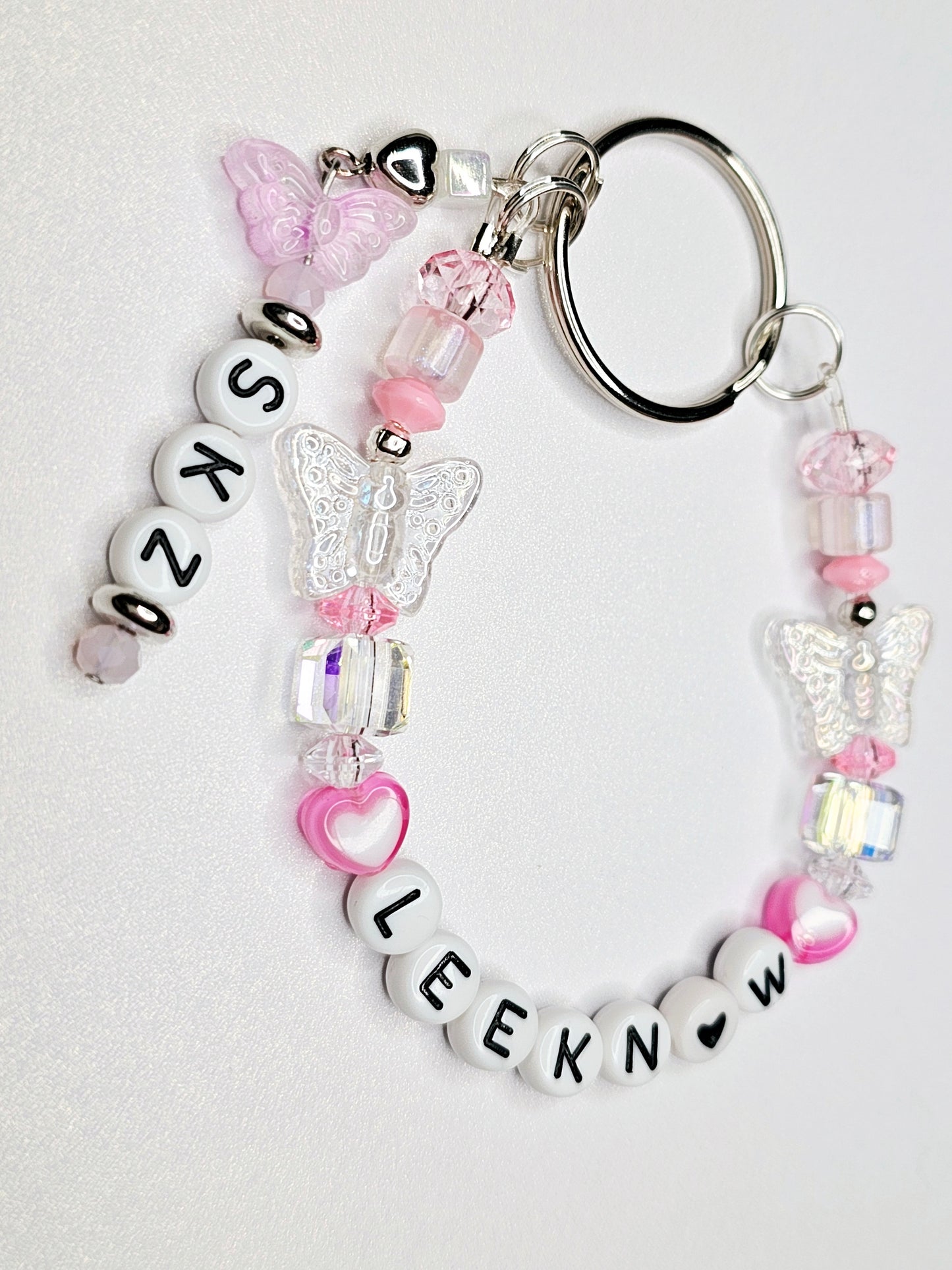 Stray Kids Lee Know Pink Keychain w/ Butterflies