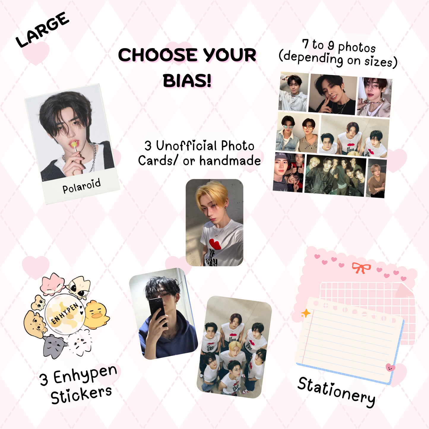 Enhypen Large Bias Pack / Kpop Goodie Bag (NO KEYCHAIN / PHONE CHARM) LoveStayTreasures Handmade