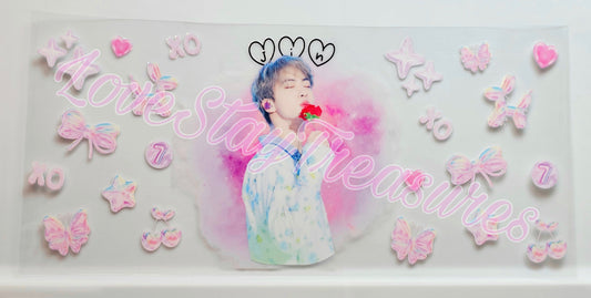 BTS Jin 16 oz Cup Wrap / Tumbler / Snow Globe Decal