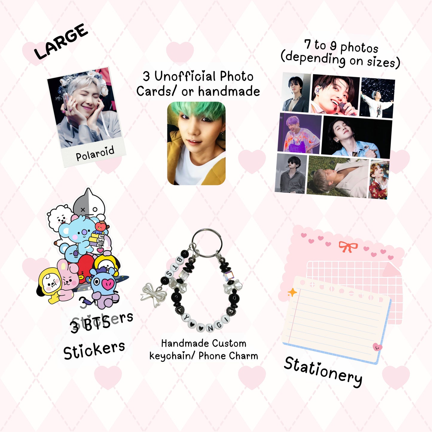 RM Large BTS Bias Pack / Kpop Goodie Bag / Custom BTS Keychain / Phone Charm/ LoveStayTreasures Handmade