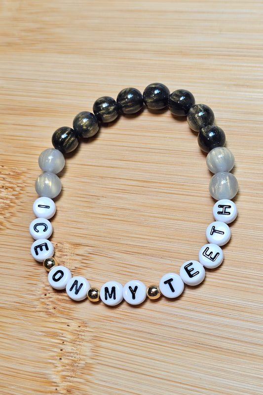 Ateez Ice on my Teeth Handmade Bracelet with Cat Eye Style & Flashy Beads/ Kpop / LoveStayTreasures Handmade