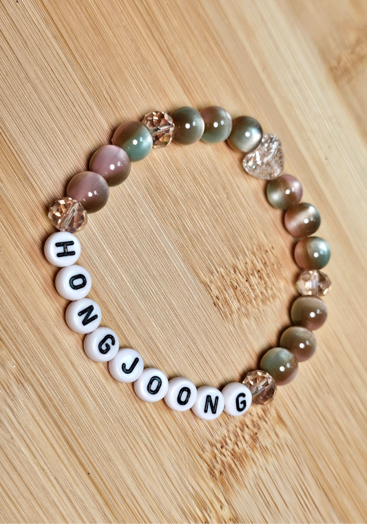 Hongjoong Ateez Handmade Bracelet with Beautiful Cat Eye and Flash Style Beads/ Kpop / LoveStayTreasures Handmade