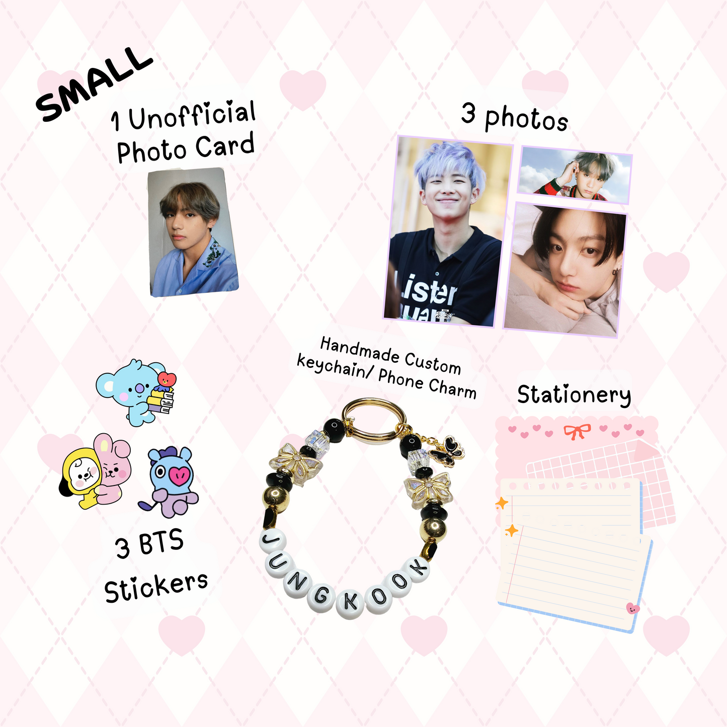 SMALL Jimin Bias Pack / Kpop Goodie Bag / Custom BTS Keychain / Phone Charm/ LoveStayTreasures Handmade