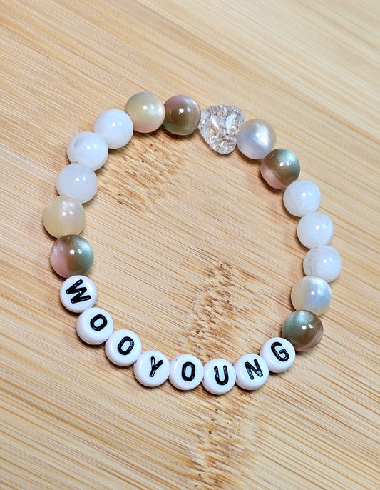 Wooyoung Ateez Handmade Bracelet with Beautiful Cat Eye & Flashy Style Beads/ Kpop / LoveStayTreasures Handmade