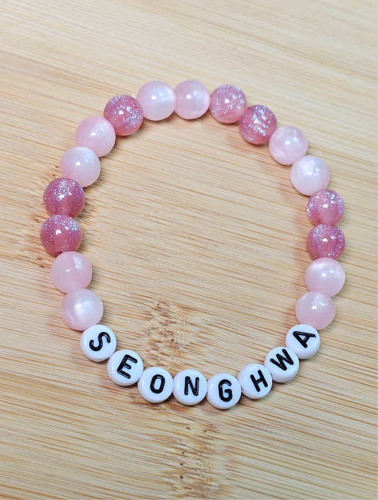 Seonghwa Ateez Handmade Bracelet with Beautiful Pink Sparkly & Flashy Style Beads/ Kpop / LoveStayTreasures Handmade