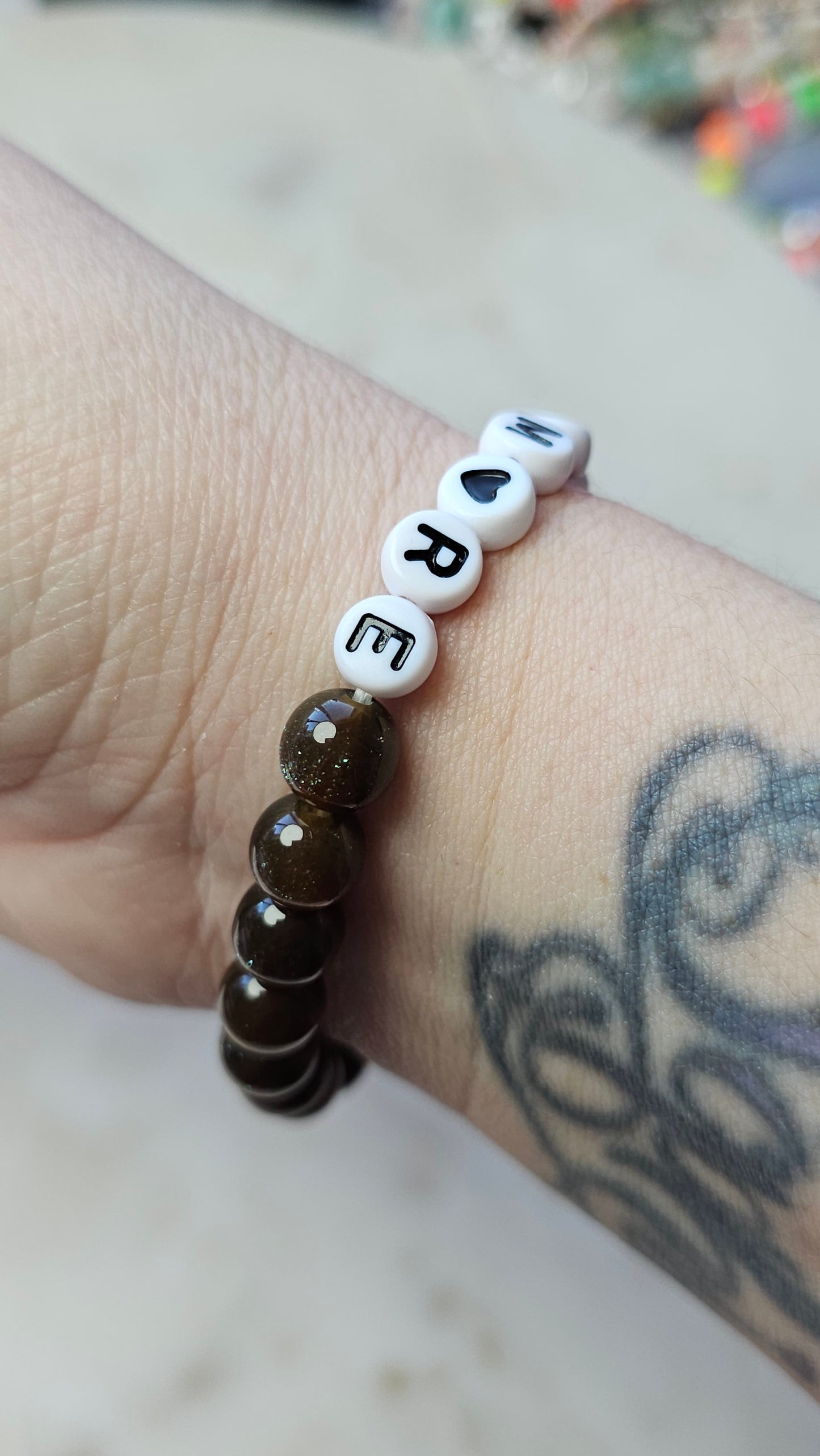 Kpop BTS Baltimore Concert Arirang Tour Handmade Bracelet with Brown Glitter Style Flashy Beads / LoveStayTreasures