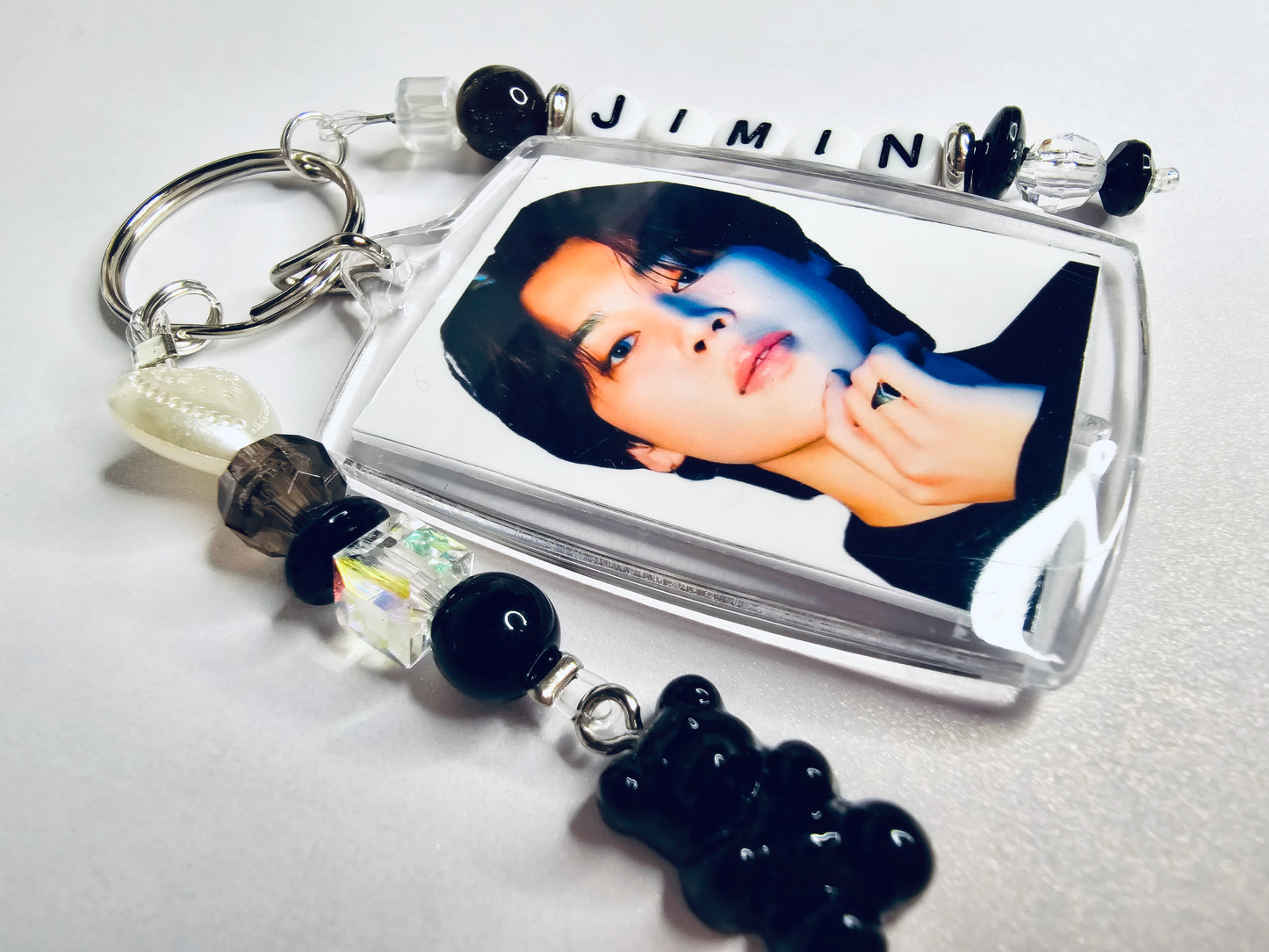 BTS Jimin Double Sided Photo Keychain Black