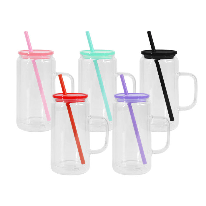 16 oz Glass with Handle Snow Globe Tumbler
