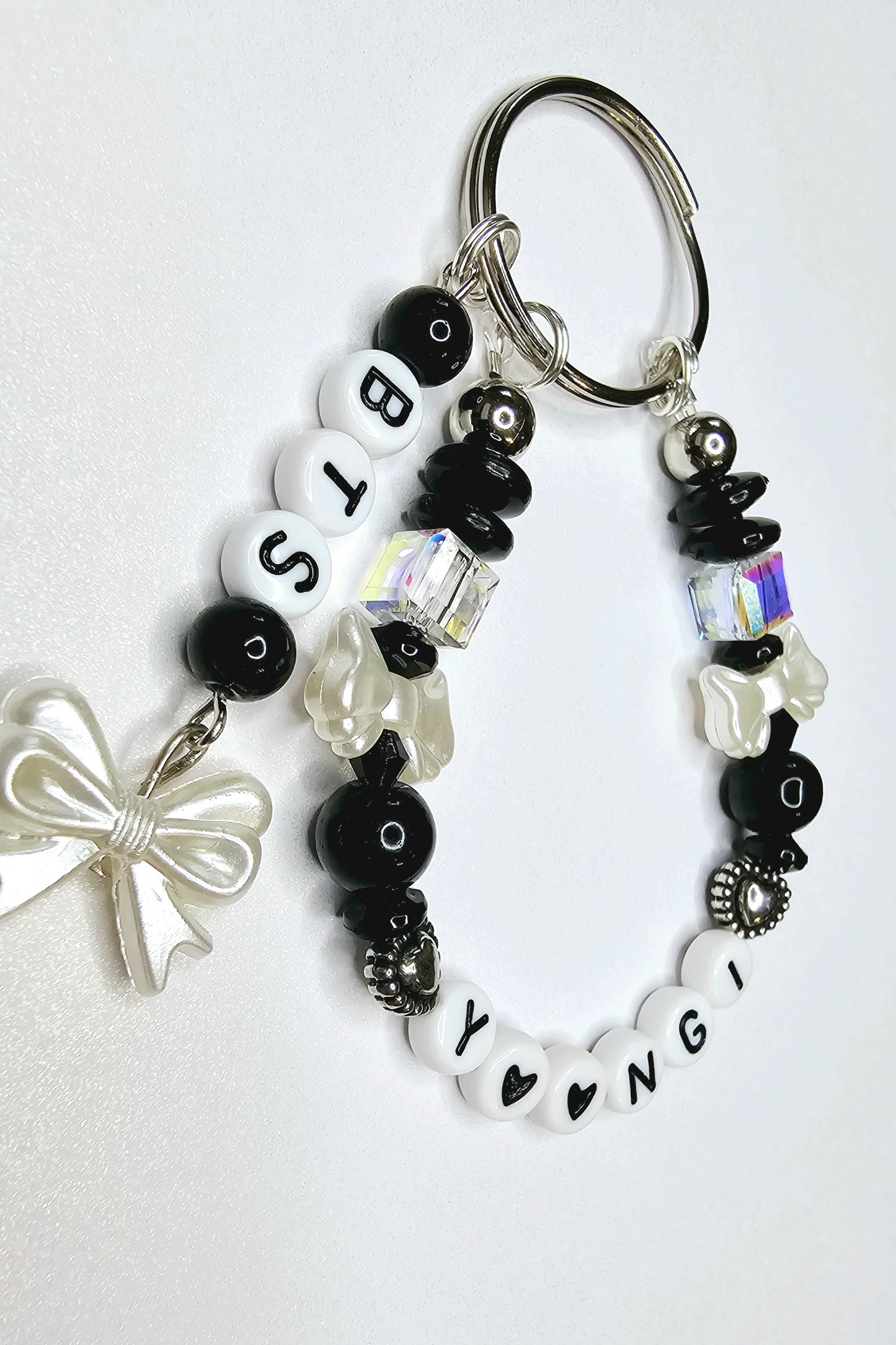 BTS Yoongi Suga Black Loop Keychain Bows