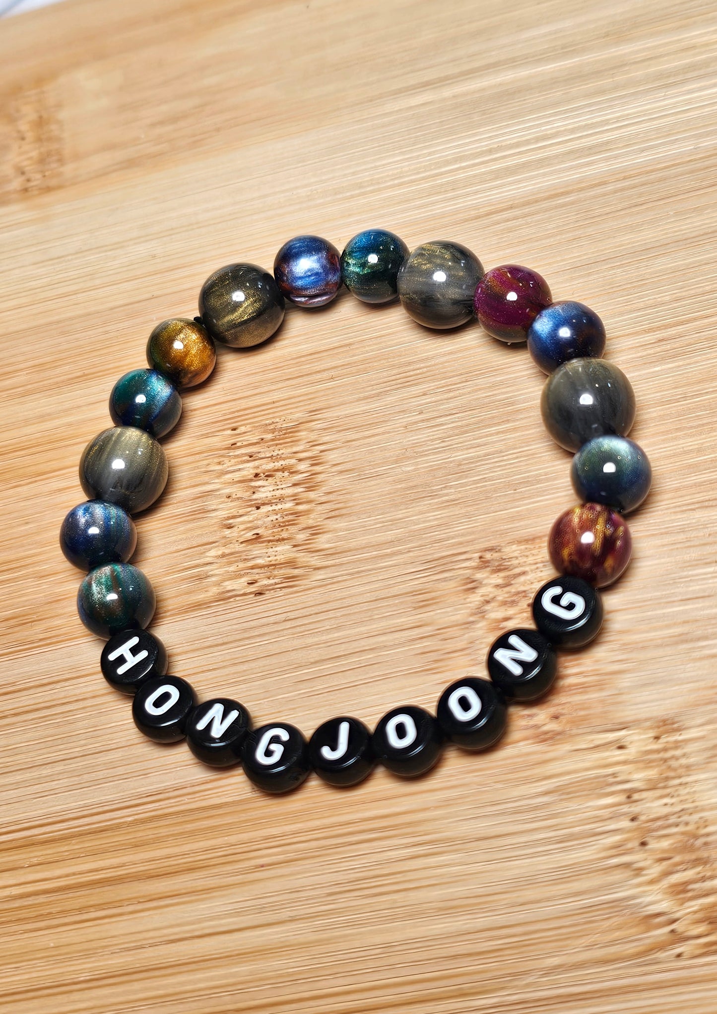 Hongjoong Ateez Handmade Bracelet with Beautiful Cat Eye and Flash Style Beads/ Kpop / LoveStayTreasures Handmade