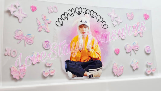 BTS Jungkook 16 oz Cup Wrap / Tumbler / Snow Globe Decal