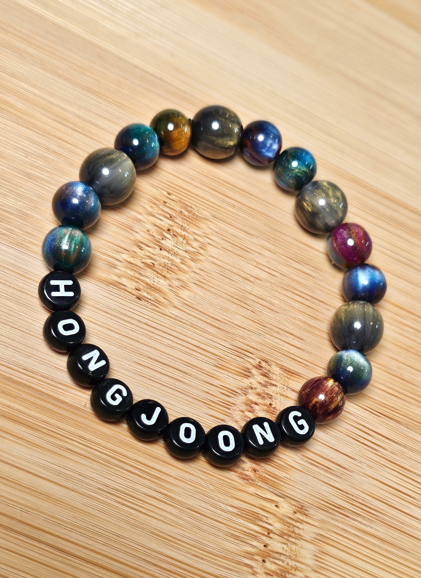 Hongjoong Ateez Handmade Bracelet with Beautiful Cat Eye and Flash Style Beads/ Kpop / LoveStayTreasures Handmade