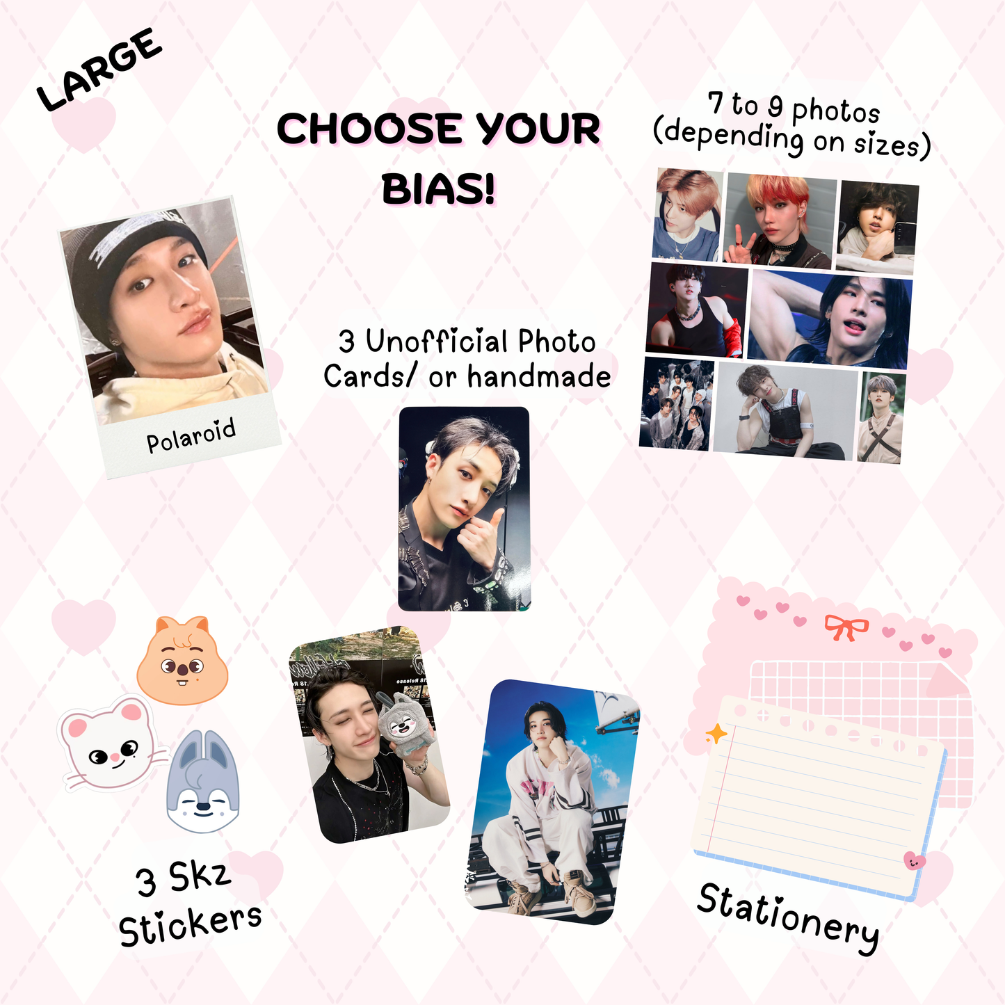 BTS VERSION B Large Bias Pack(NO KEYCHAIN / PHONE CHARM) / Kpop Goodie Bag LoveStayTreasures Handmade (Copy)