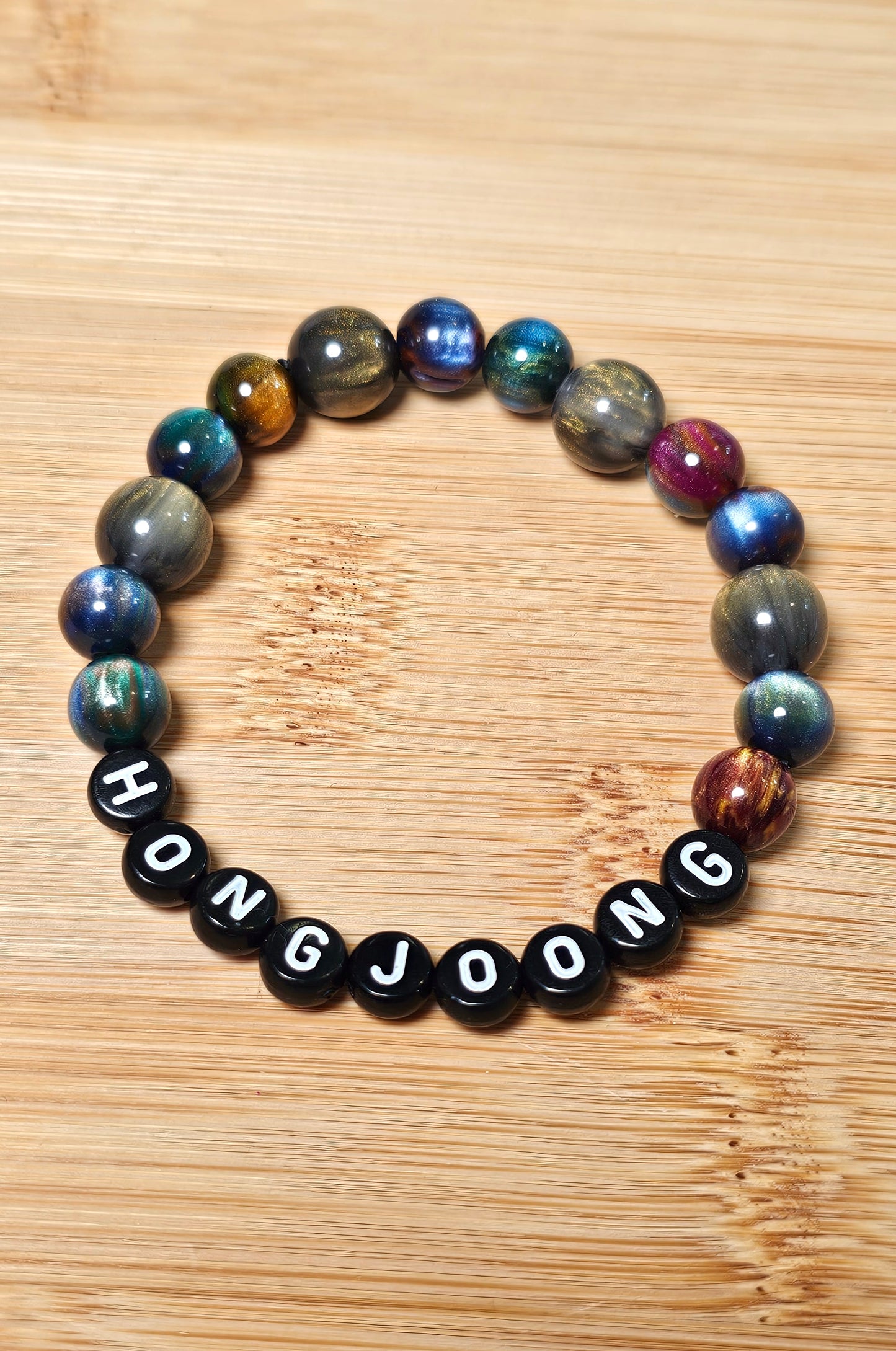 Hongjoong Ateez Handmade Bracelet with Beautiful Cat Eye and Flash Style Beads/ Kpop / LoveStayTreasures Handmade