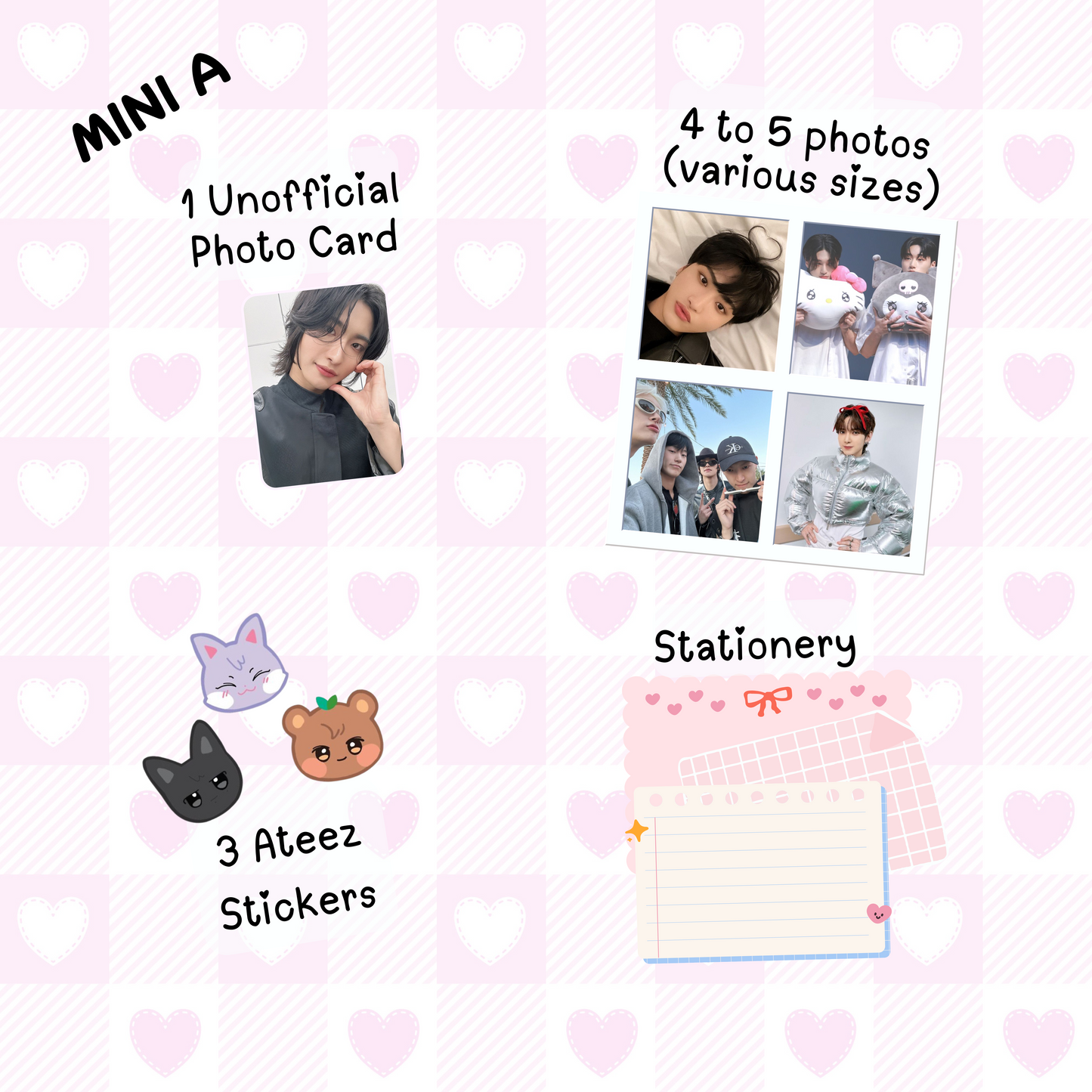 Ateez Pick Your Bias MINI "A" / Bias Pack / Kpop Goodie Bag /LoveStayTreasures Handmade