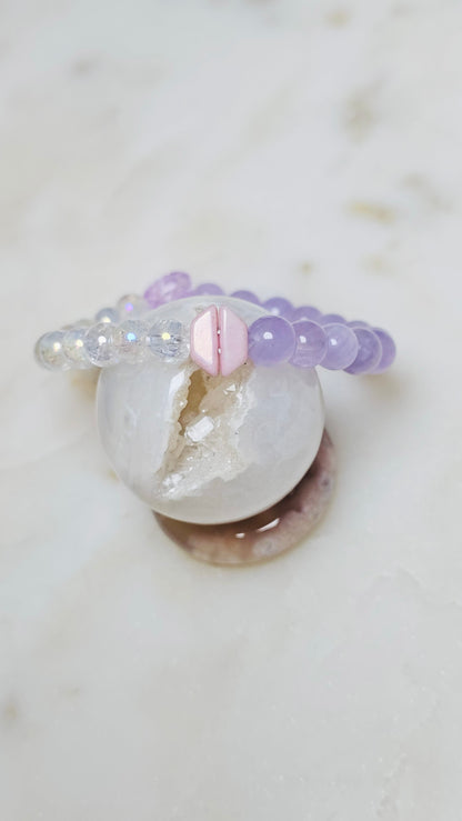 BTS Army 00:00 Inspo Healing Crystal Bracelet – Amethyst + Crackle Quartz, ARMY Symbol, K-pop Jewelry, Emotional Healing & Calm Energy