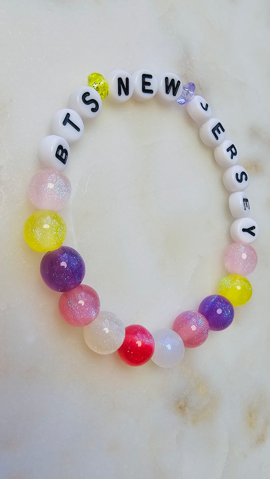 Kpop BTS New Jersey Concert Arirang Tour Handmade Bracelet with Multicolored Glitter Style Flashy Beads / LoveStayTreasures