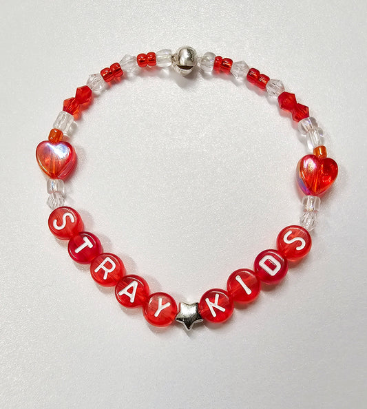 Red Stray Kids Beaded Bracelet Stray Kids Handmade Merch