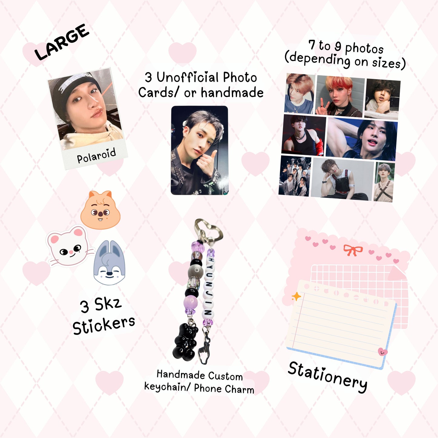 Stray Kids GROUP LargenBias Pack / Kpop Goodie Bag / Custom Skz Keychain / Phone Charm/ LoveStayTreasures Handmade