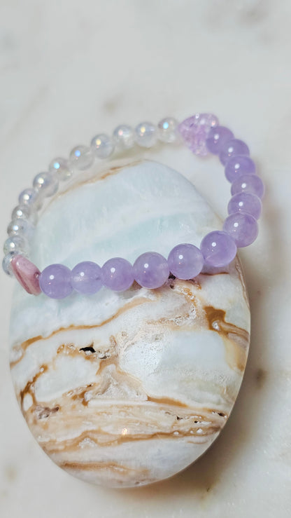 BTS Army 00:00 Inspo Healing Crystal Bracelet – Amethyst + Crackle Quartz, ARMY Symbol, K-pop Jewelry, Emotional Healing & Calm Energy
