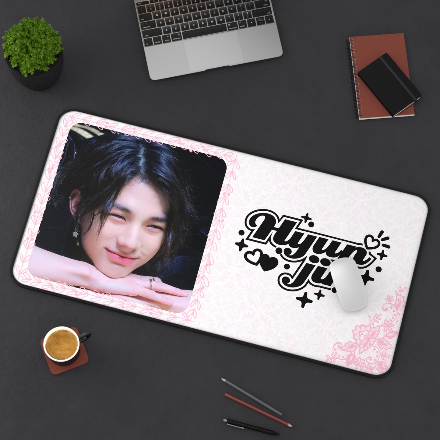 Stray Kids Hyunjin Pink Large Desk Mat / Kpop Office Decor