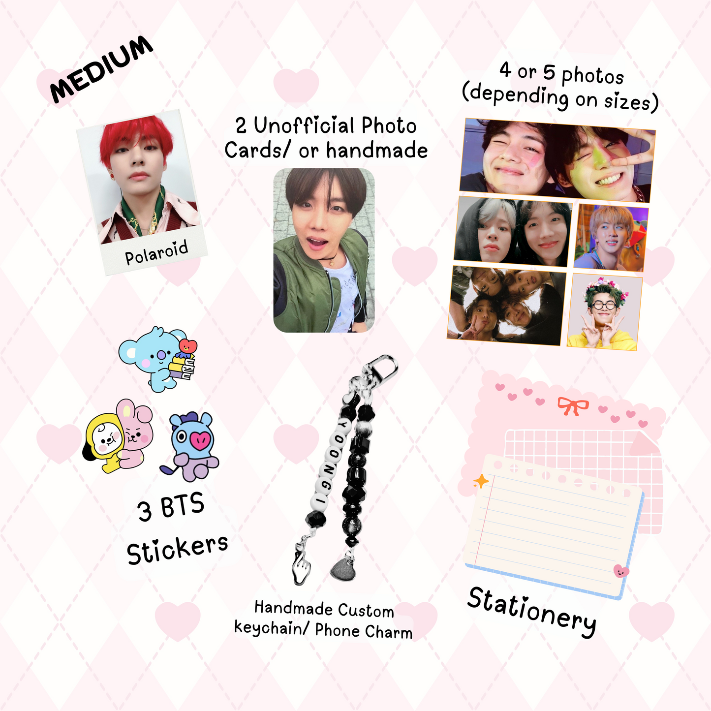 Jungkook MEDIUM Bias Pack / Kpop Goodie Bag / Custom BTS Keychain / Phone Charm/ Handmade LoveStayTreasures