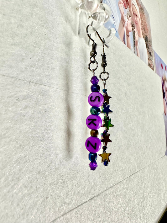 Stray Kids Purple and Star Earrings