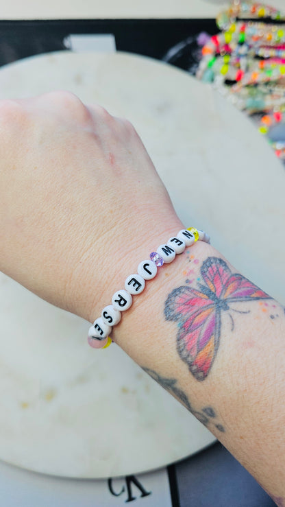Kpop BTS New Jersey Concert Arirang Tour Handmade Bracelet with Multicolored Glitter Style Flashy Beads / LoveStayTreasures