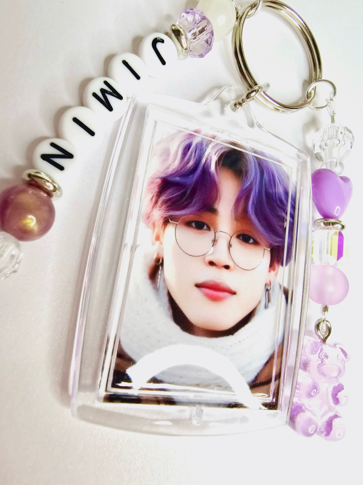 BTS Jimin Double Sided Photo Keychain Purple