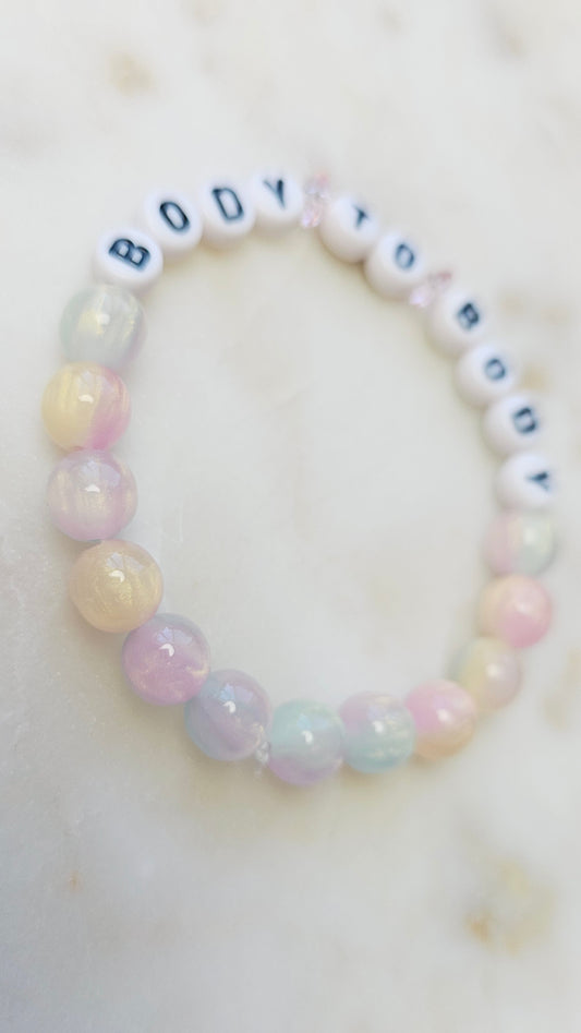 Kpop BTS Body to Body Song Lyric Concert Arirang Tour Handmade Pastel Bracelet with Cat Eye Flashy Beads / LoveStayTreasures Handmade