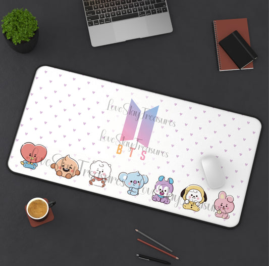 BT21 Friends and BTS Logo Large Desk Mat / Kpop Office Space