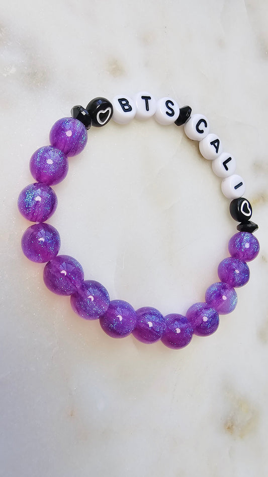 Kpop BTS California Concert Arirang Tour Handmade Bracelet with Purple Glitter Style Flashy Beads / LoveStayTreasures