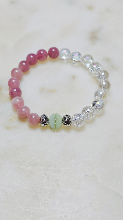 Kpop BTS Army “Epiphany” Healing Crystal Bracelet – Crackle Quartz + Lavender Rose Quartz, Self-Love & Emotional Clarity Jewelry