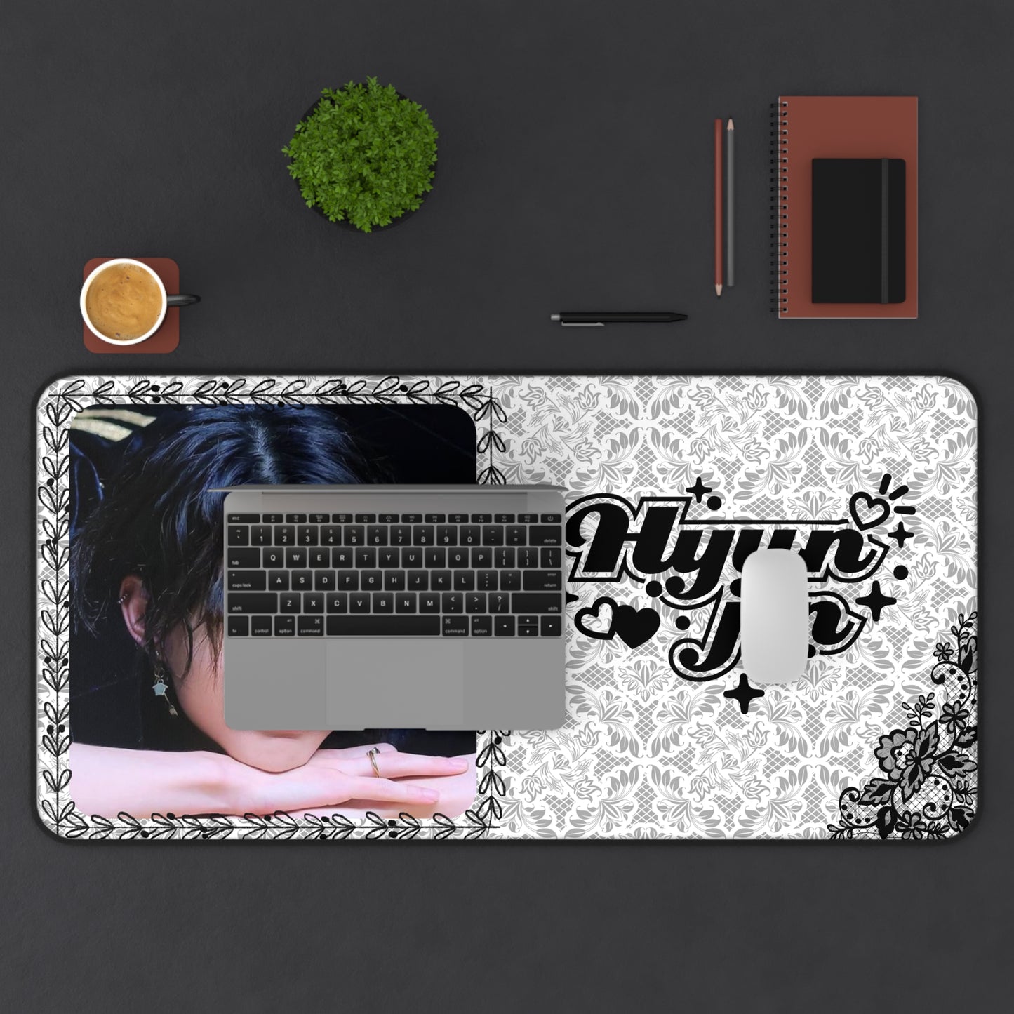 Stray Kids Hyunjin Black Large Desk Mat / Kpop Office Decor