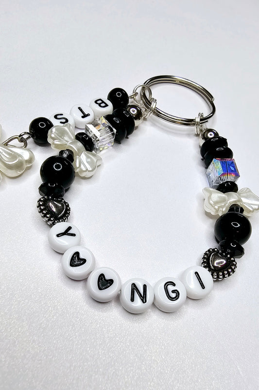 BTS Yoongi Suga Black Loop Keychain Bows