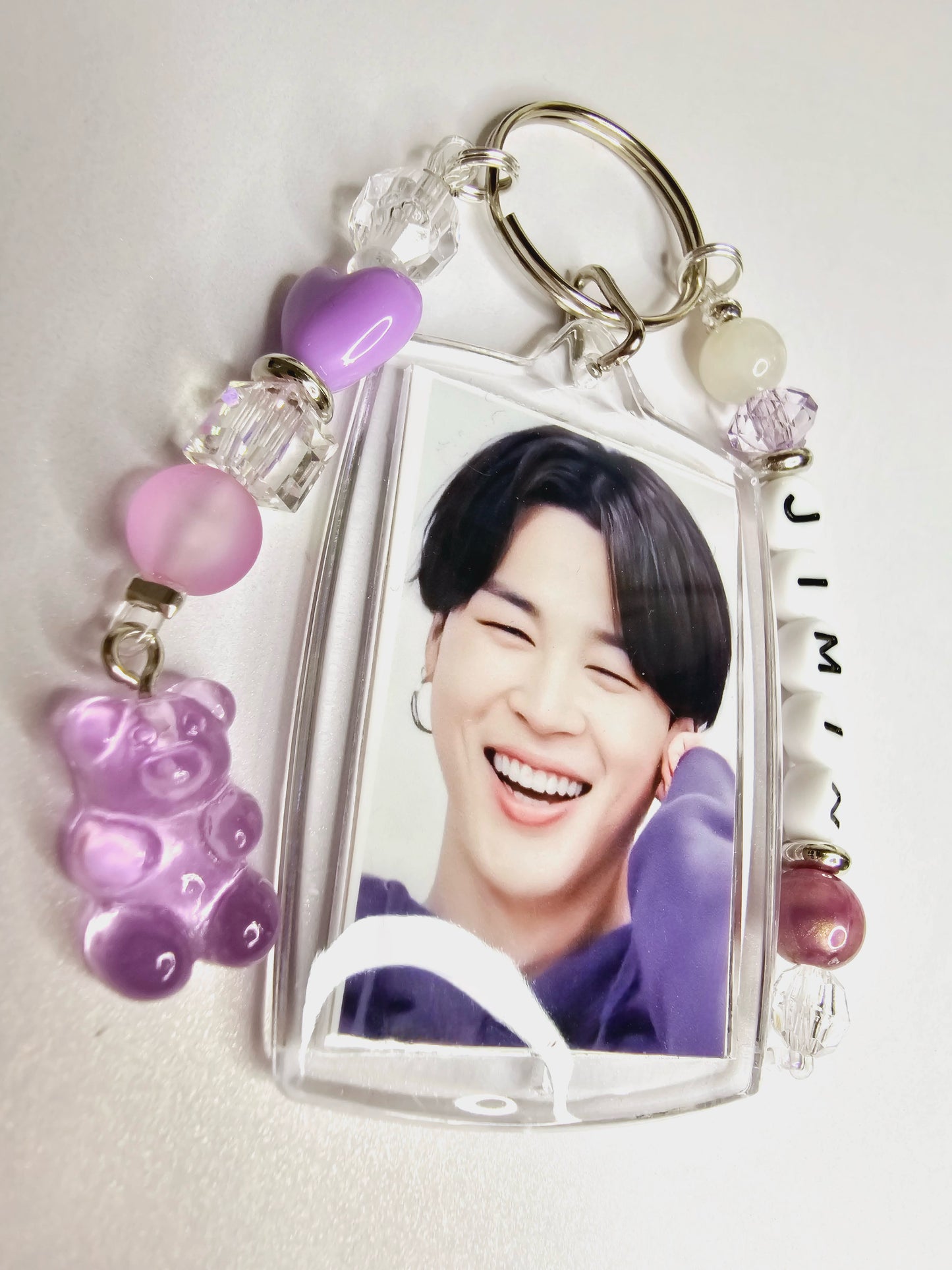 BTS Jimin Double Sided Photo Keychain Purple