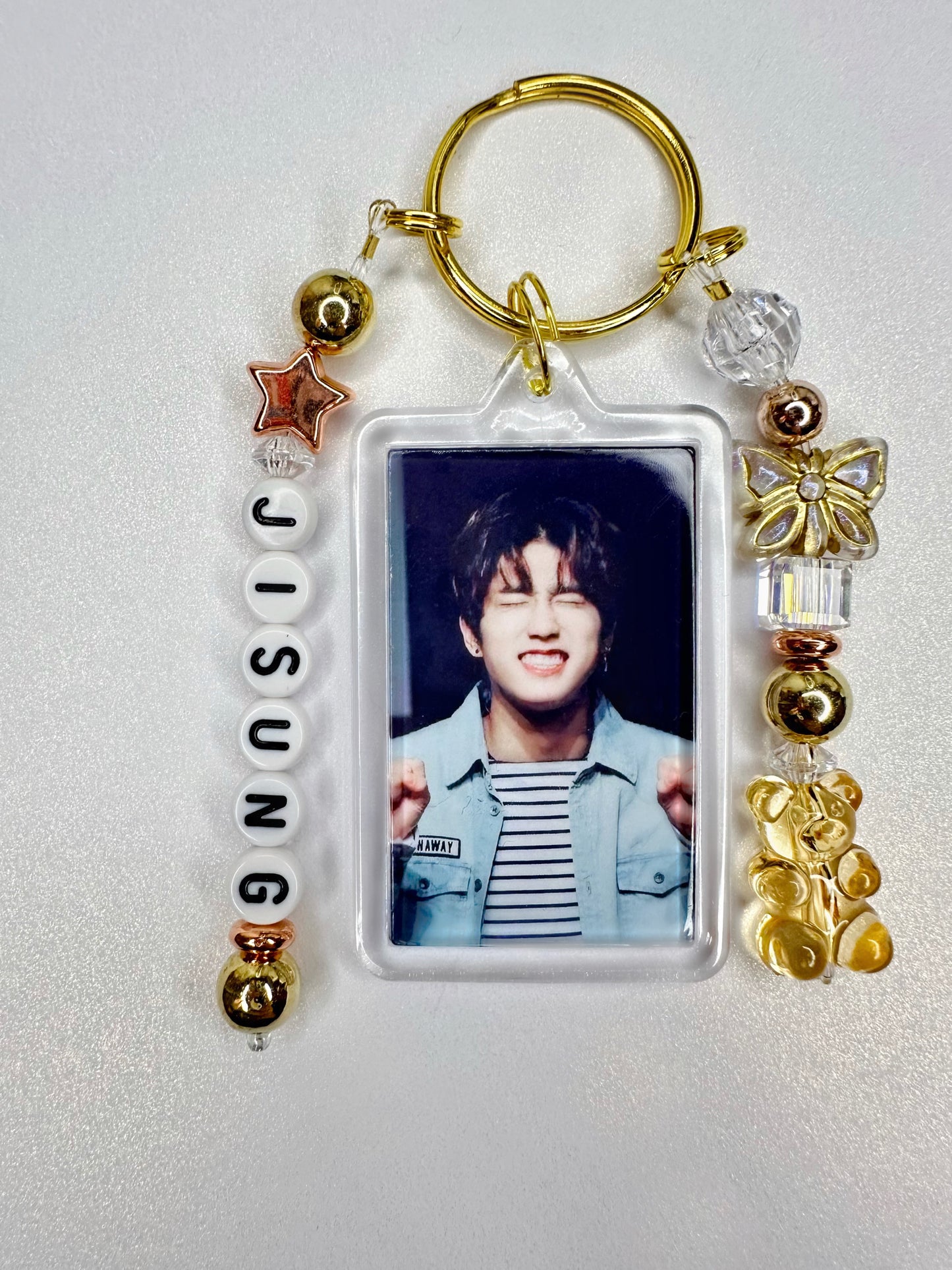 Stray Kids Han Jisung Double Sided Photo Keychain / Phone Charm Gold & Rose Gold