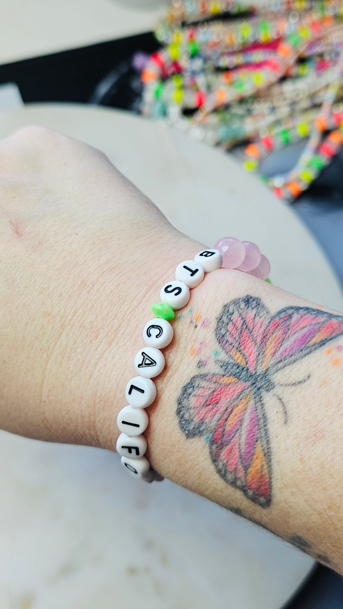 Kpop BTS Concert California Handmade Bracelet with Fairy Colors Cat Eye Style and Sparkly Flashy Beads / LoveStayTreasures