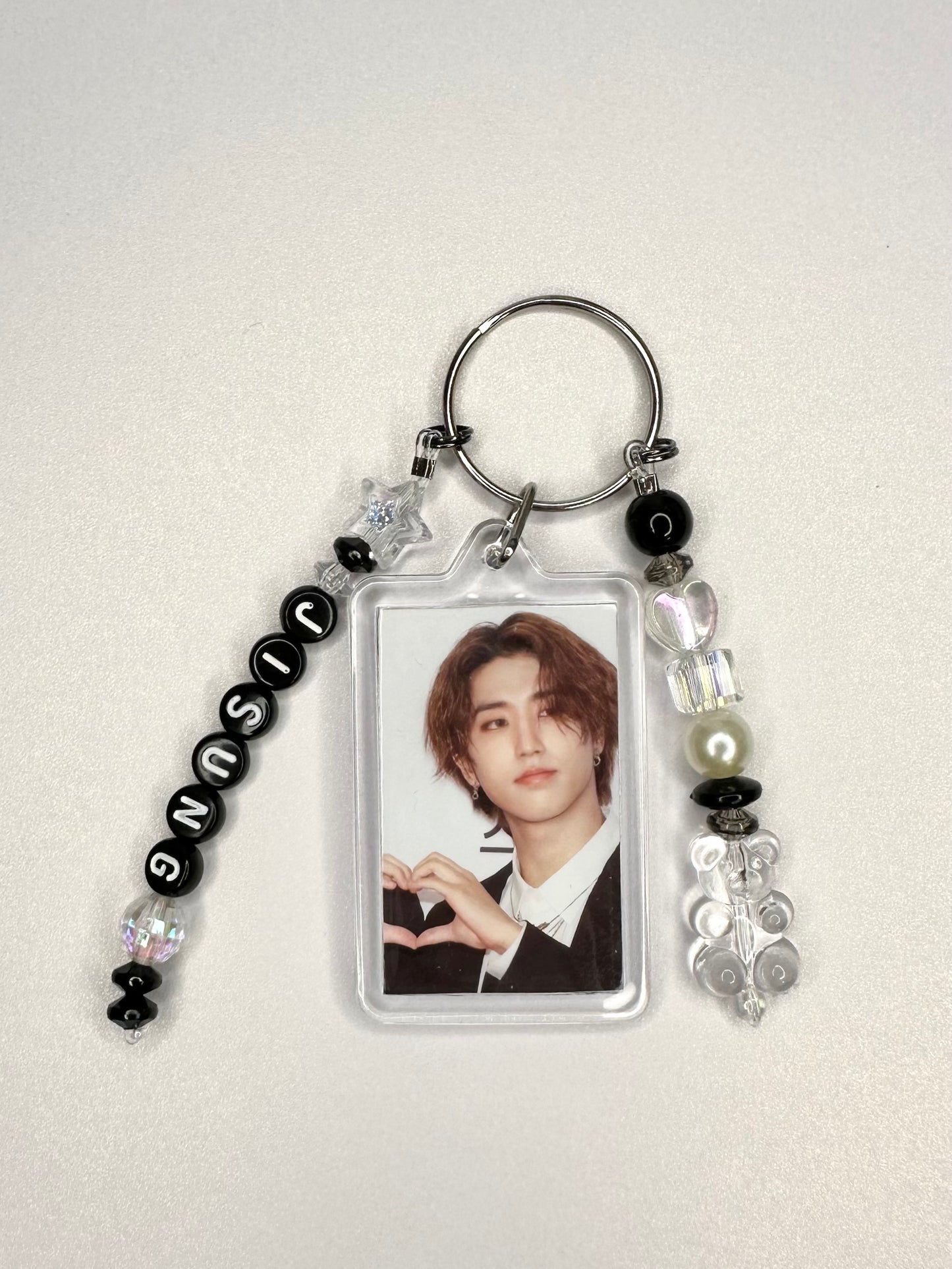 Stray Kids Han Jisung Double Sided Photo Keychain / Phone Charm Black & White