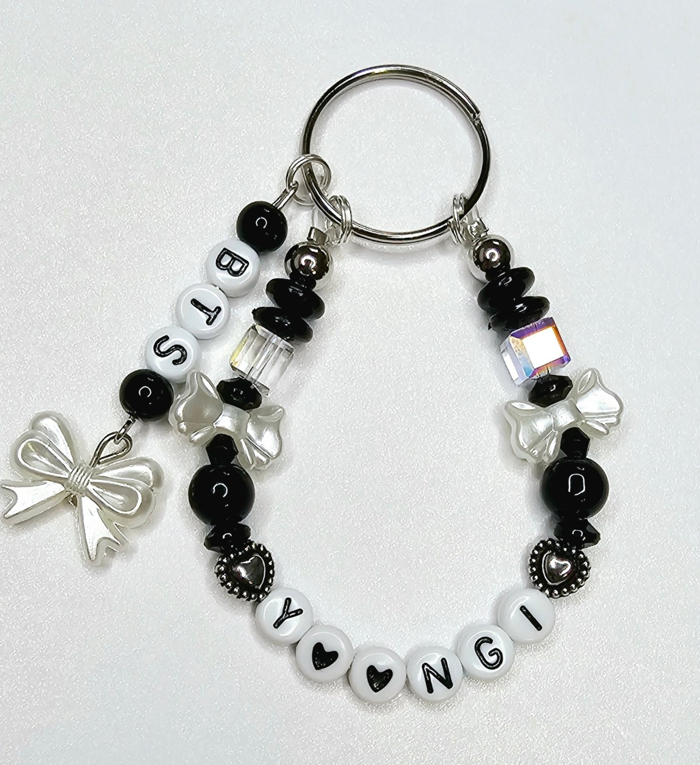 BTS Yoongi Suga Black Loop Keychain Bows