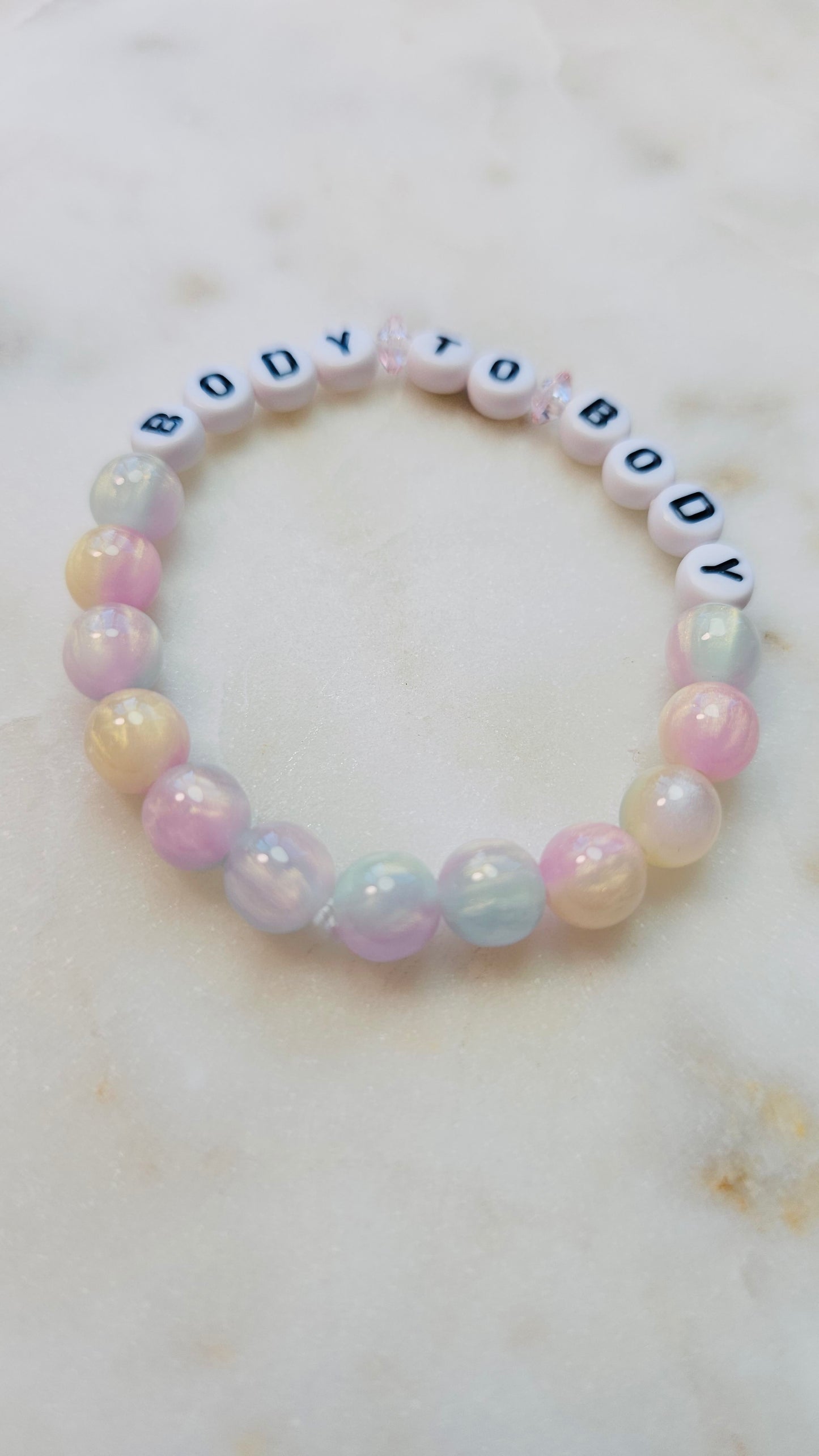 Kpop BTS Body to Body Song Lyric Concert Arirang Tour Handmade Pastel Bracelet with Cat Eye Flashy Beads / LoveStayTreasures Handmade