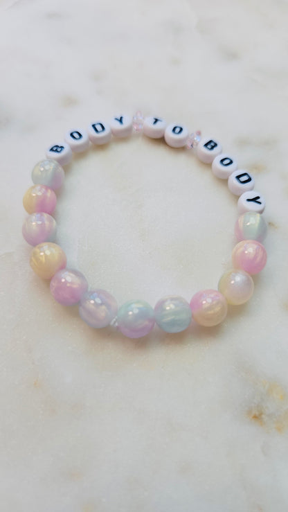 Kpop BTS Body to Body Song Lyric Concert Arirang Tour Handmade Pastel Bracelet with Cat Eye Flashy Beads / LoveStayTreasures Handmade