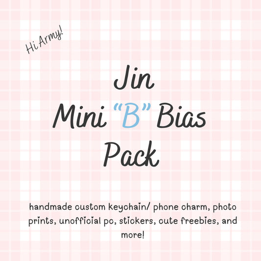 Jin MINI “B” / BTS Bias Pack / Kpop Goodie Bag / Custom Handmade BTS Keychain / Phone Charm/ Handmade by LoveStayTreasures