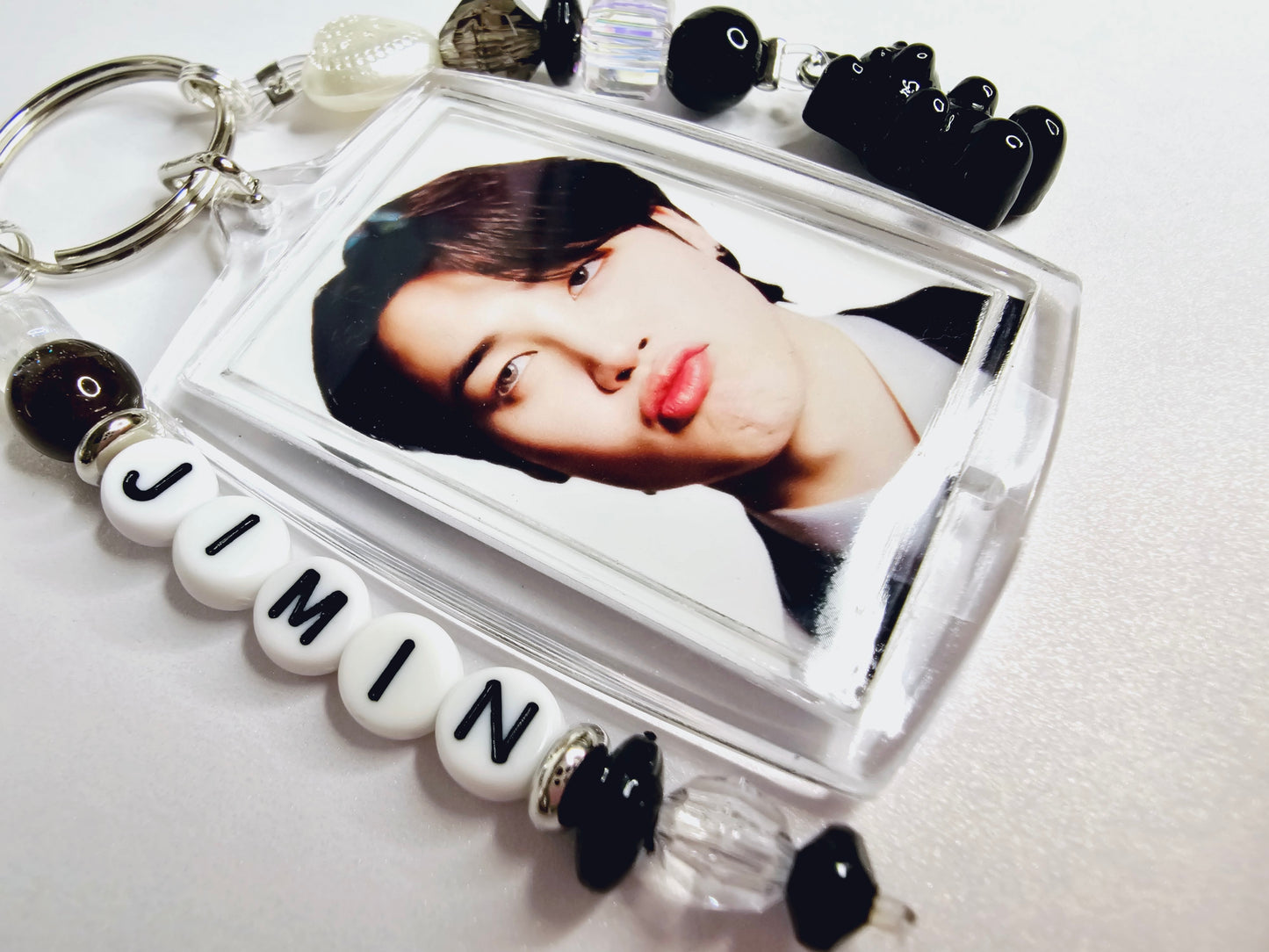 BTS Jimin Double Sided Photo Keychain Black