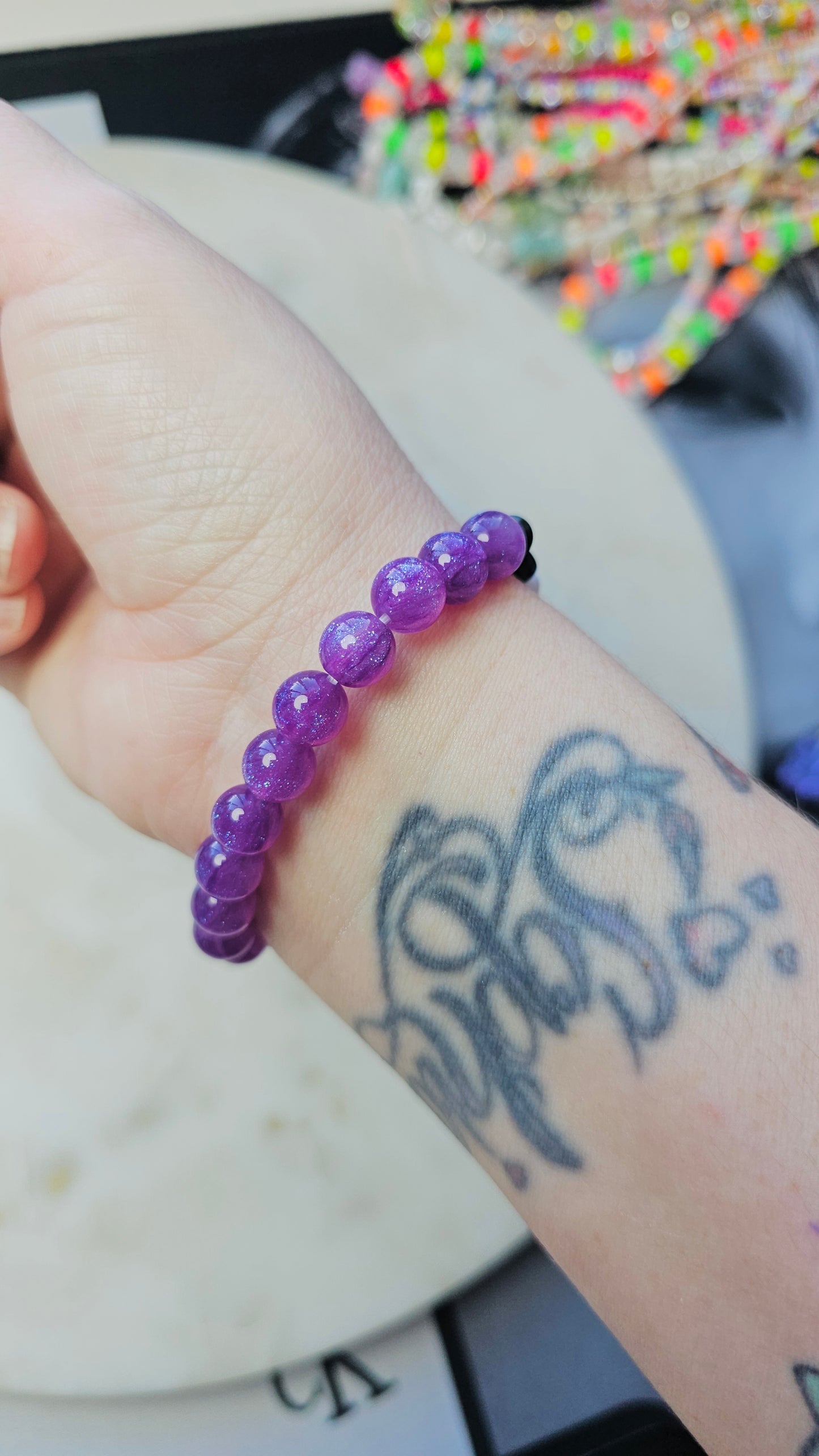 Kpop BTS California Concert Arirang Tour Handmade Bracelet with Purple Glitter Style Flashy Beads / LoveStayTreasures