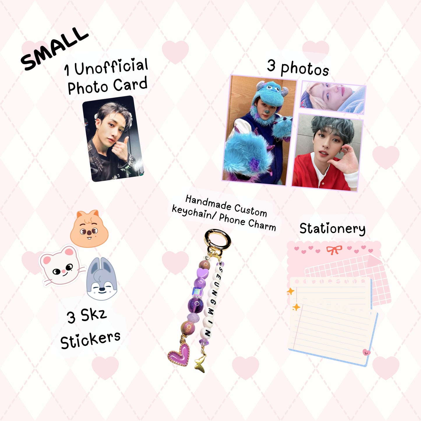 SMALL Vocal Racha Stray Kids Bias Pack / Kpop Goodie Bag / Custom Handmade Skz Keychain / Phone Charm/ LoveStayTreasures Handmade