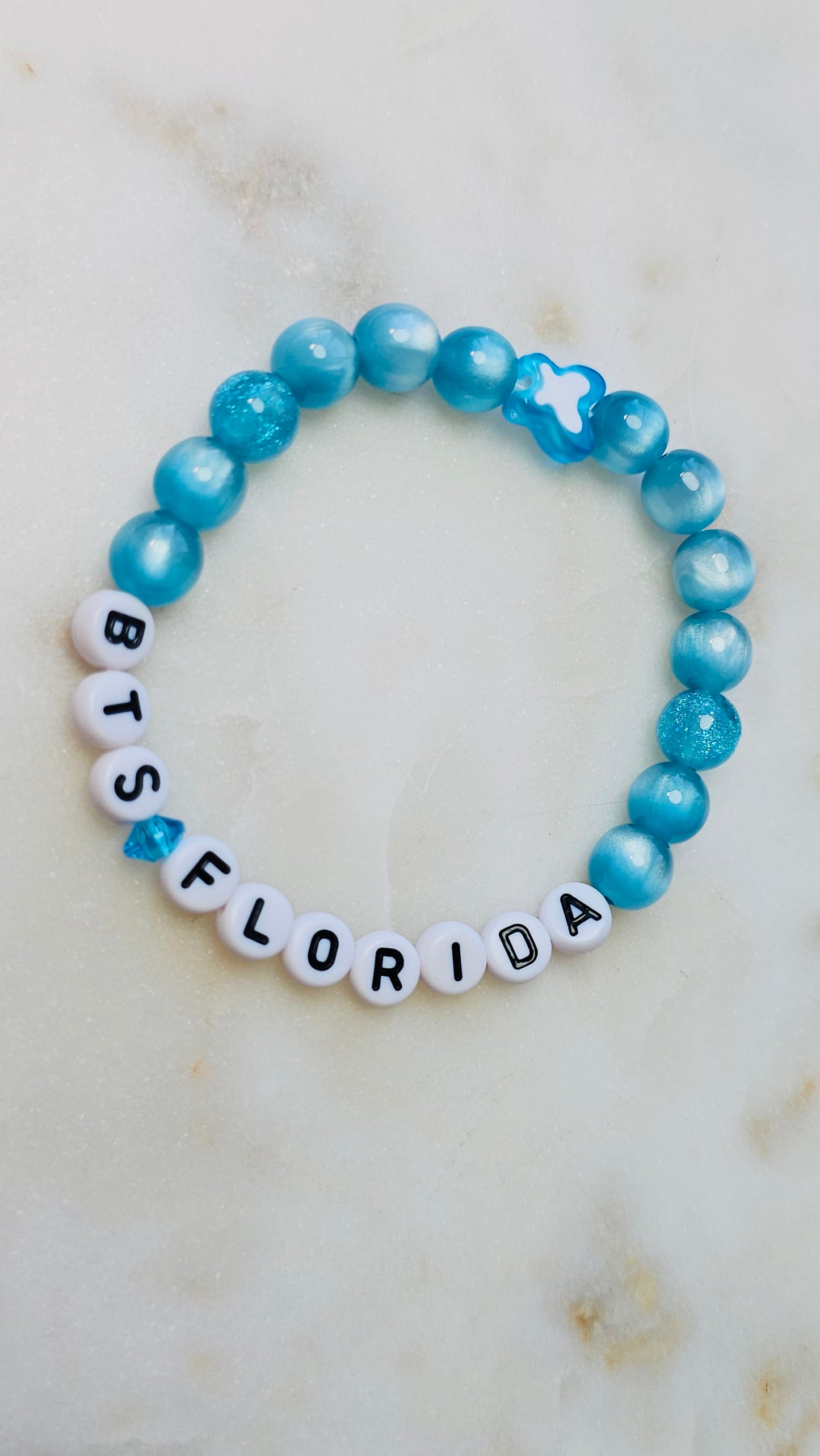 Kpop BTS Florida Concert Arirang Tour Handmade Blue Bracelet with Cat Eye and Glitter Style Flashy Beads / LoveStayTreasures