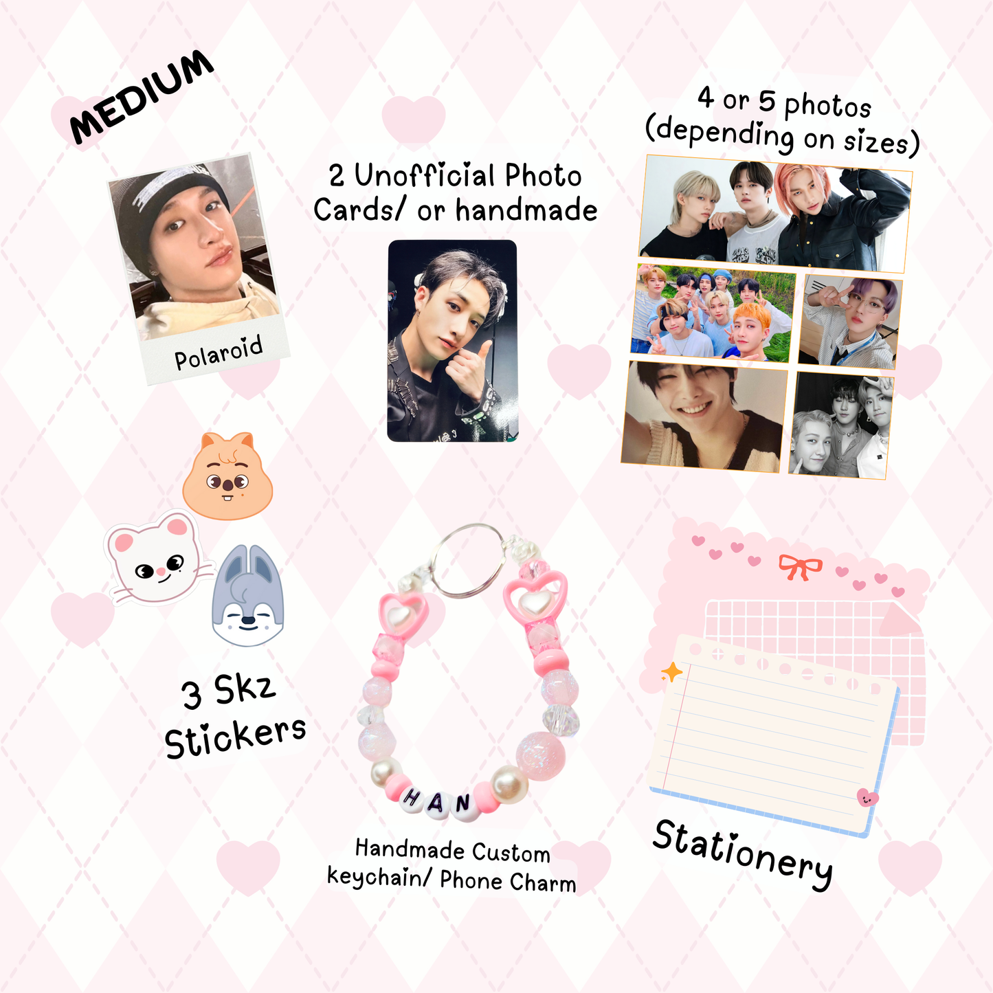 Bangchan MEDIUM/ Stray Kids Bias Pack / Kpop Goodie Bag / Custom Handmade Skz Keychain / Phone Charm/ LoveStayTreasures