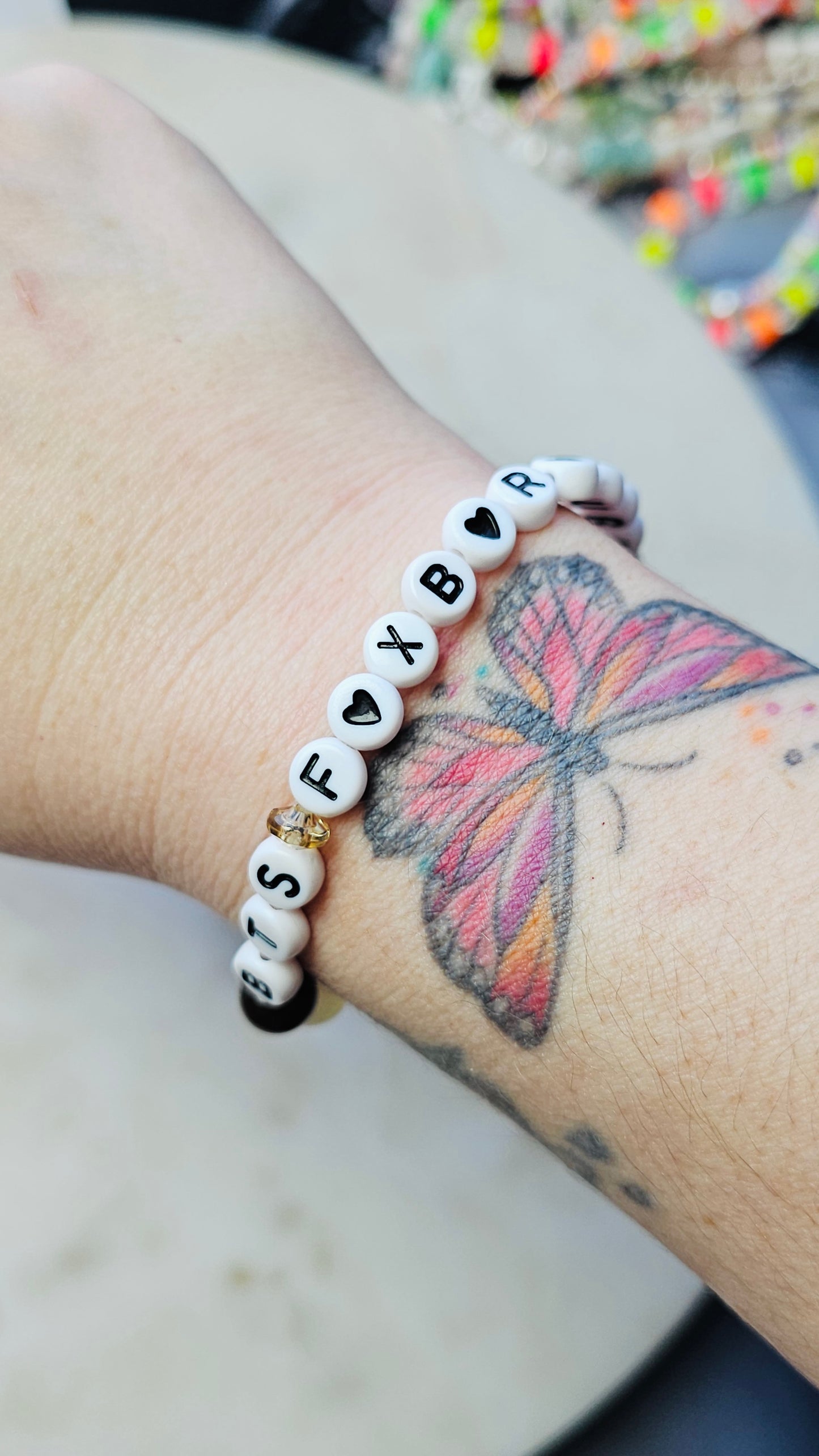 Kpop BTS Foxborough Concert Arirang Tour Handmade Bracelet with Brown and Off White Glitter Style Flashy Beads / LoveStayTreasures
